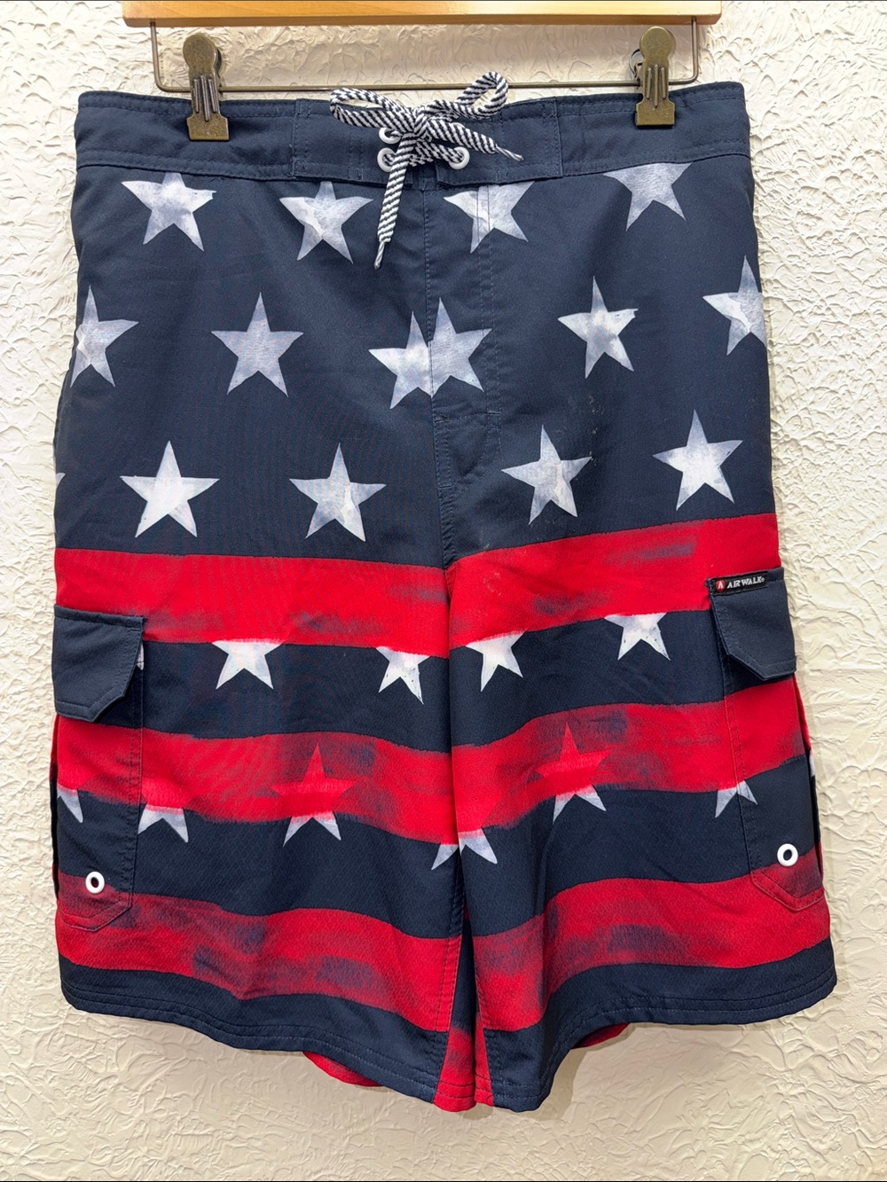 Airwalk Men's Navy, Red & White Starboard Swim Board Shorts